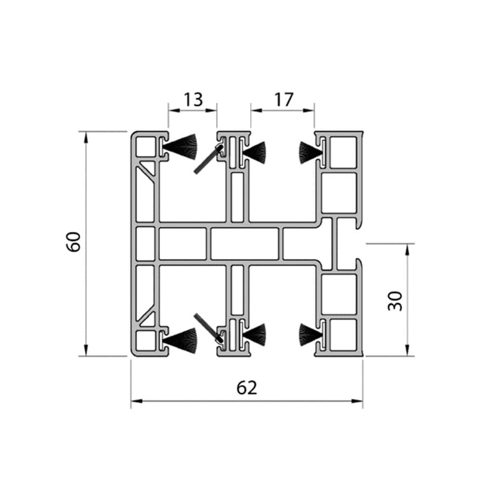 Aluprof Rolladen Aluprof PVC Maxi Führungsschiene PPDM-P60/17