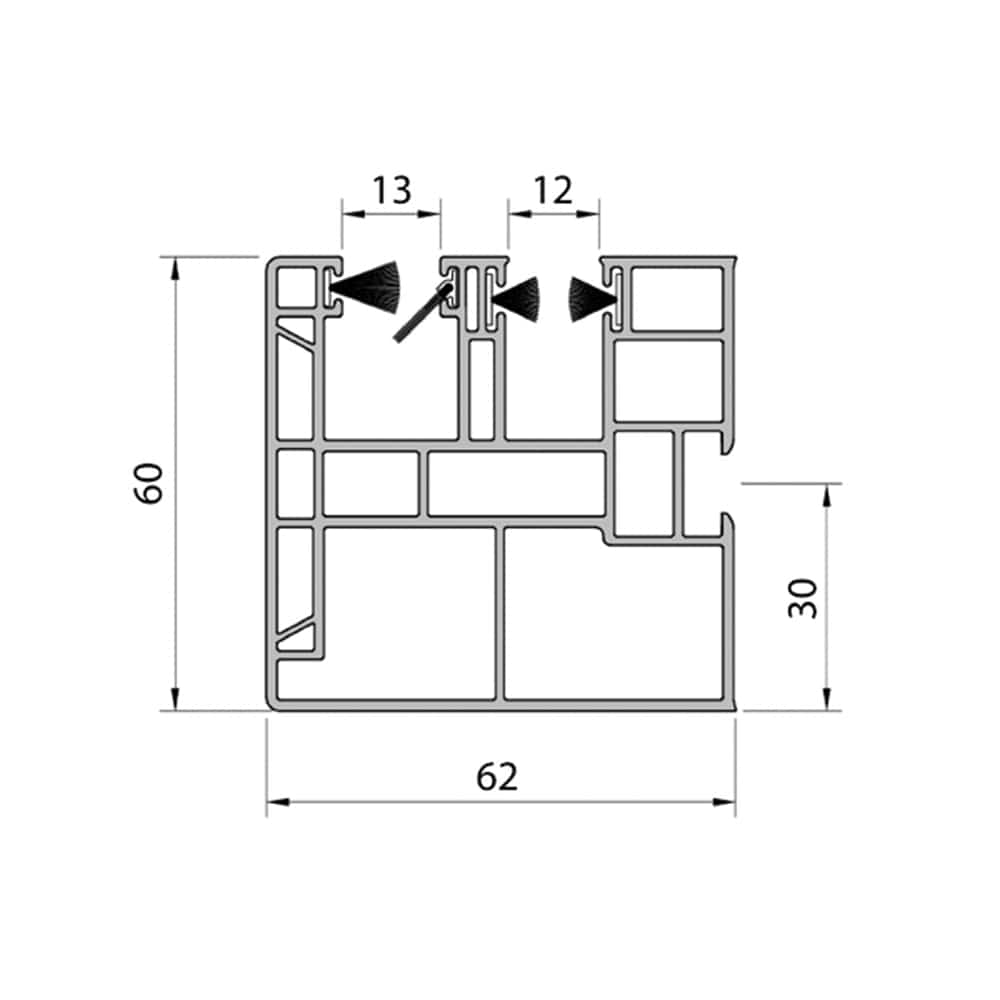 Aluprof Rolladen Aluprof PVC Mini Führungsschiene für MKT PPM60/12