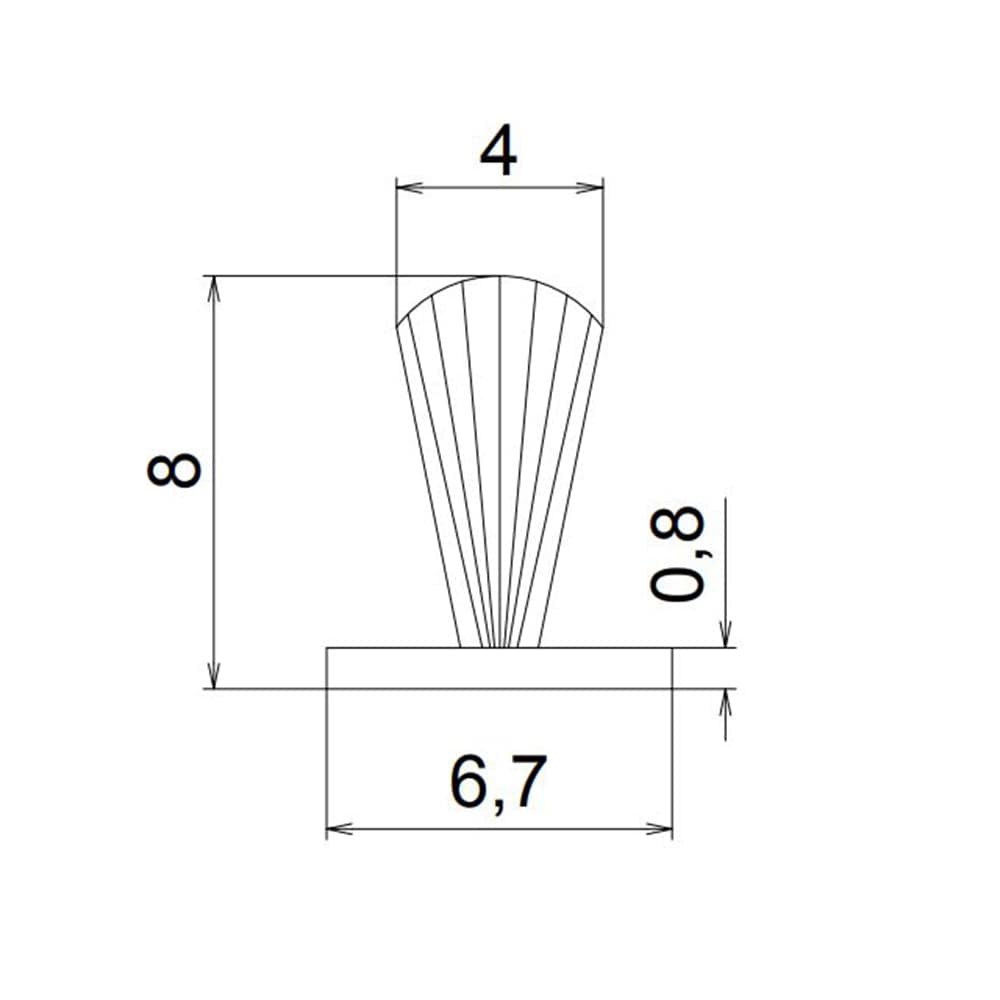 Exte Rolladen Exte Gegenbürste Aussen 6,7x8mm Grau R881