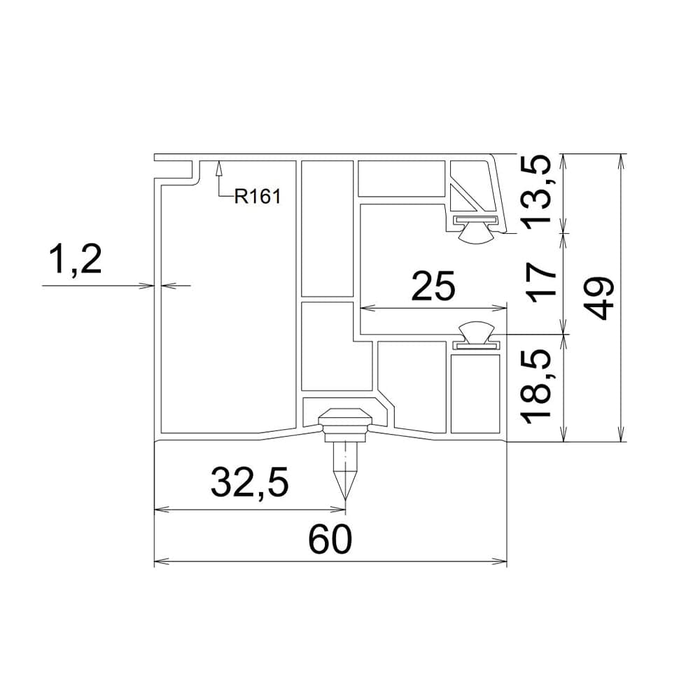 Exte Rolladen Exte PVC-Maxi Einzelführungsschiene R161