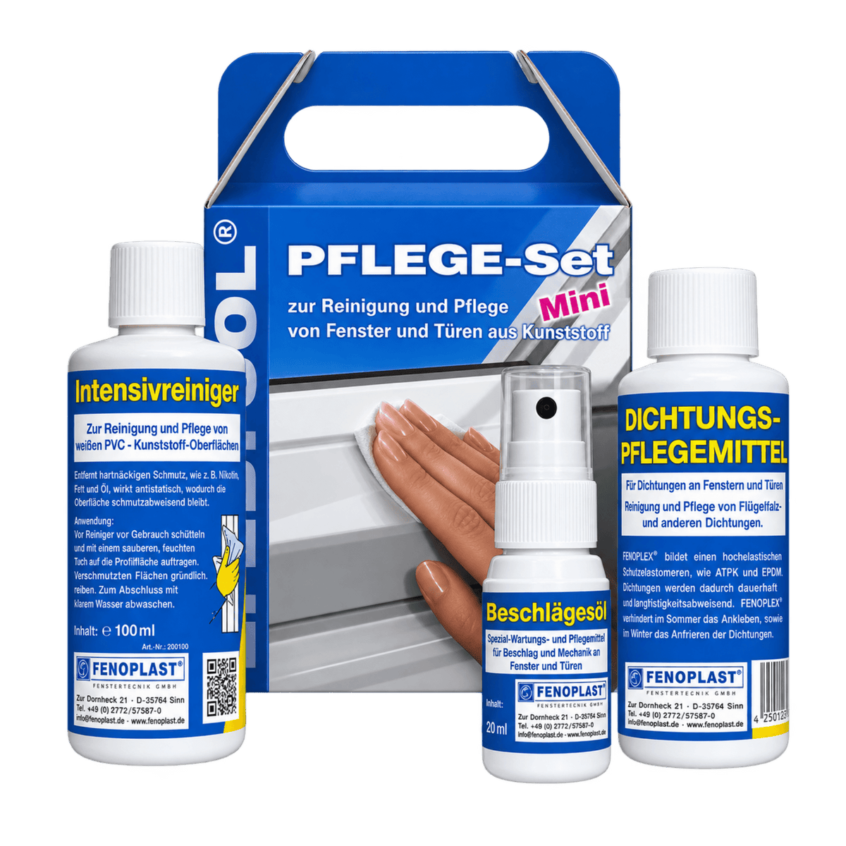 Fenoplast Fenster Fenosol Mini Pflegeset für PVC-Hart-Weiss Set