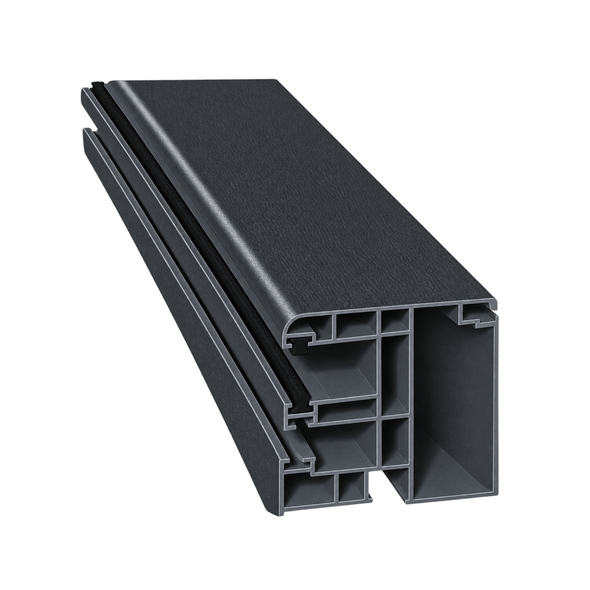 MK Menke Rolladen Anthrazit (genarbt) / 40cm / Schwarz MK PVC-Einzelführungsschiene mit Insektenschutz Mini 8110/B2