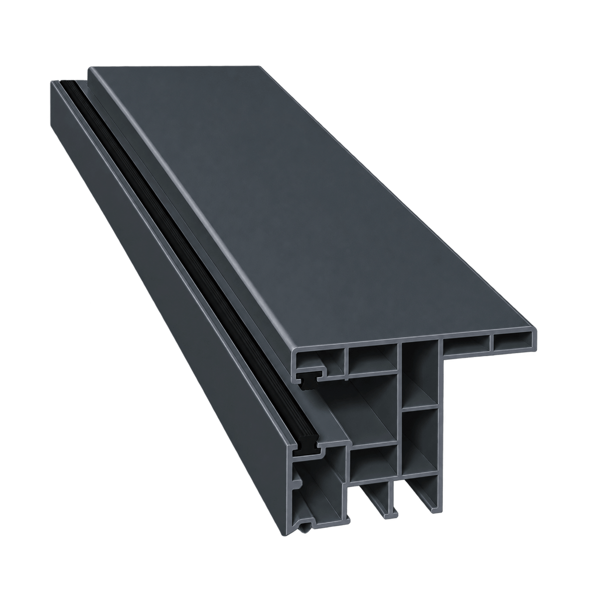 MK Menke Rolladen Anthrazit (glatt) / 40cm / Schwarz MK PVC-Einzelführungsschiene mit Nase 934N/B2