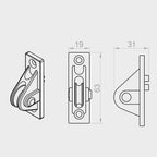Portos Rolladen Portos Umlenkrolle Seilrolle bis Ø 5mm Schnur PRS-250-PR XX